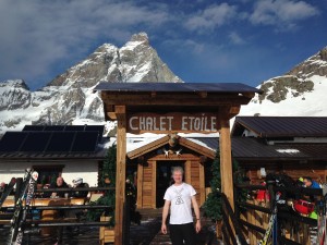 Me with Radio Woking T shirt at the foot of the Matterhorn!